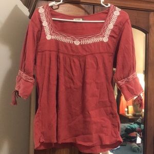 Pink embroidered gauze top size S / fits like a M